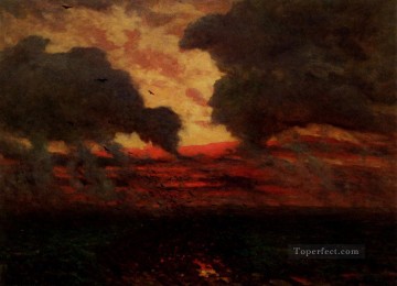  Realist Art Painting - Les Corbeaux Soir D Orage countryside Realist Jules Breton